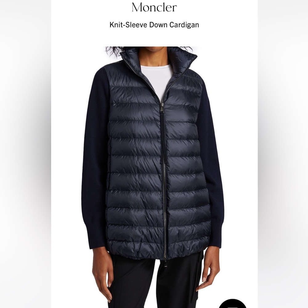 Pre-owned Moncler Knit-Sleeve Down Cardigan.